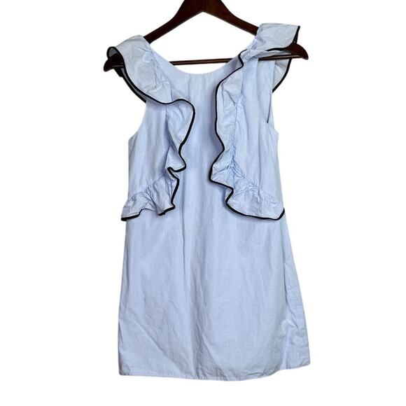 Zara Trafaluc Sleeveless Ruffle Cotton Mini Dress Side Zip Up XS Light Blue - Picture 13 of 15